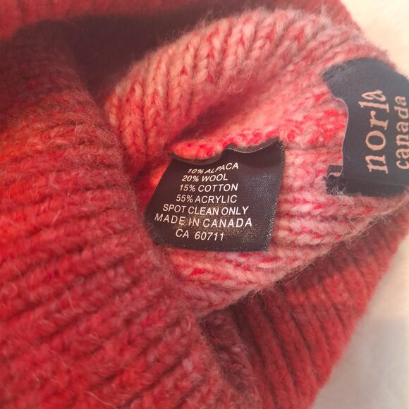 Norla Canada Pom Pom Beanie Striped Knit Sz O/S Alpaca Wool Boho Cabincore Artsy - Picture 8 of 14